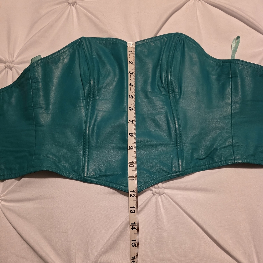 International Rinzi Vintage Teal Leather 2 Piece Strapless Dress - Picture 7 of 11